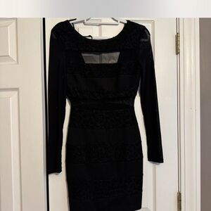 Ark & Co Black Textured Long Sleeve Dress
